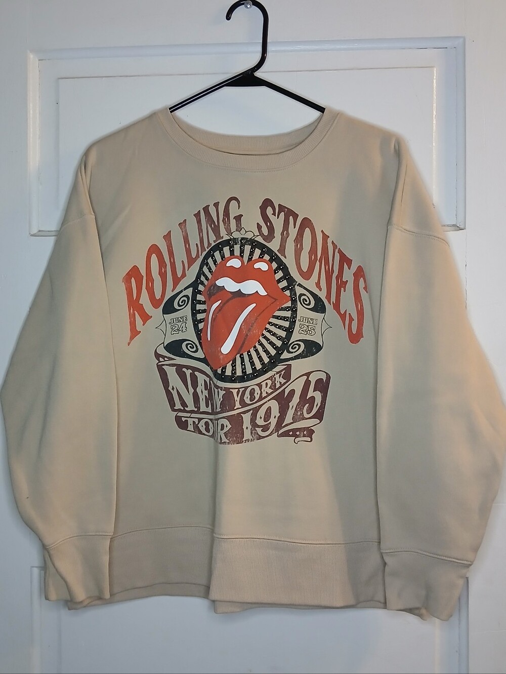 Rolling Stones Women’s M 8-10 Sweatshirt New York Tour 1975 Graphic Studded